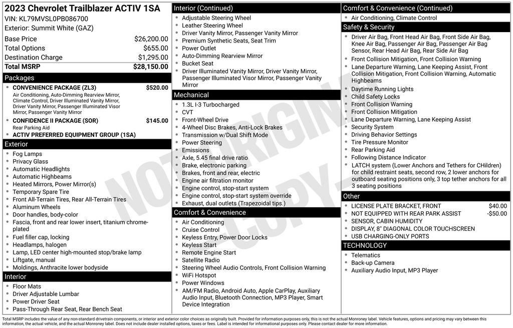 Used 2023 Chevrolet TrailBlazer ACTIV w/ Convenience Package image 32