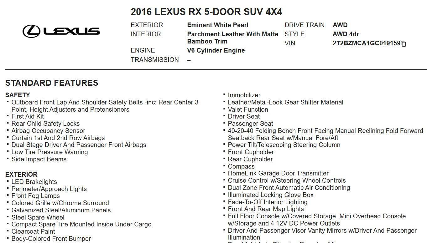 Used 2016 Lexus RX 350 AWD image 18