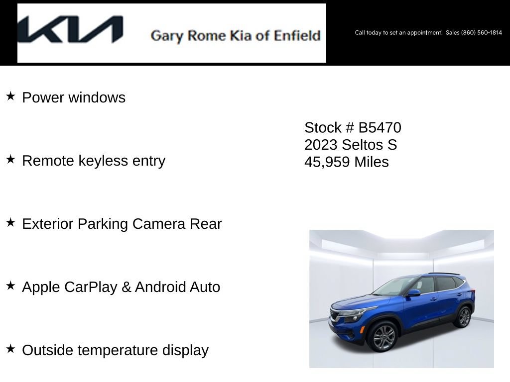 Certified 2023 Kia Seltos S w/ Navigation Package FWD image 20