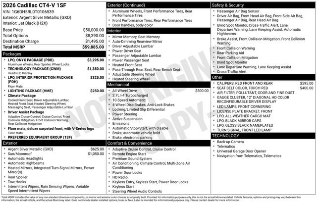 New 2026 Cadillac CT4 V w/ LPO, ONYX Package image 33