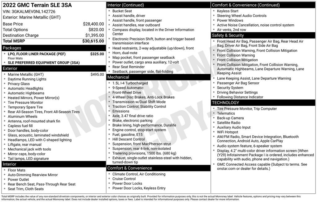 Used 2022 GMC Terrain SLE w/ LPO, Floor Liner Package FWD image 4
