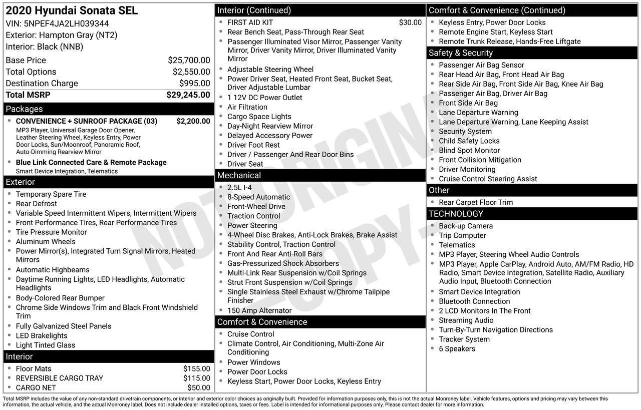 Used 2020 Hyundai Sonata SEL w/ Convenience + Sunroof Package FWD image 29