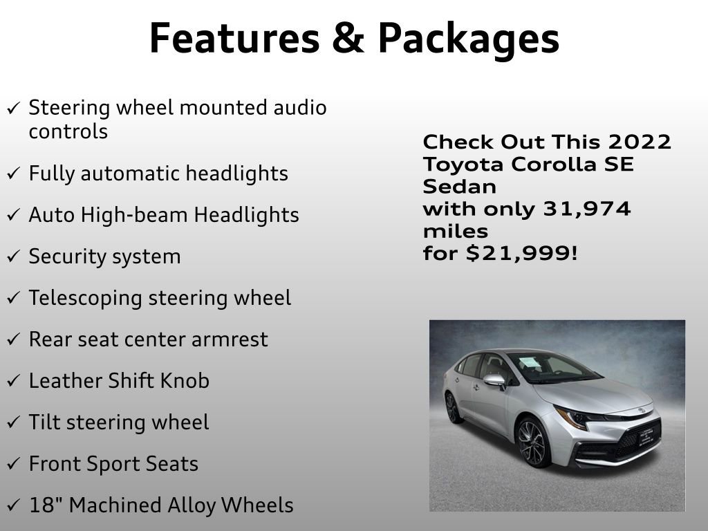 Used 2022 Toyota Corolla SE FWD image 8