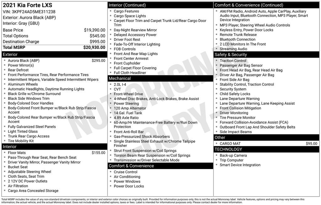 Used 2021 Kia Forte LXS image 7