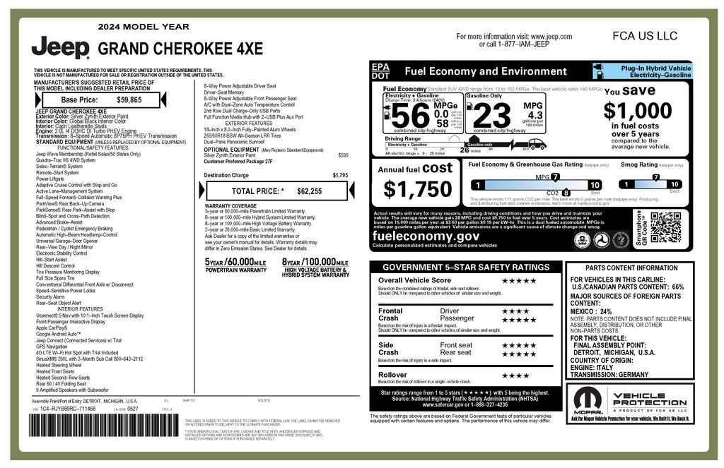 Used 2024 Jeep Grand Cherokee Limited 4xe AWD/4WD image 4