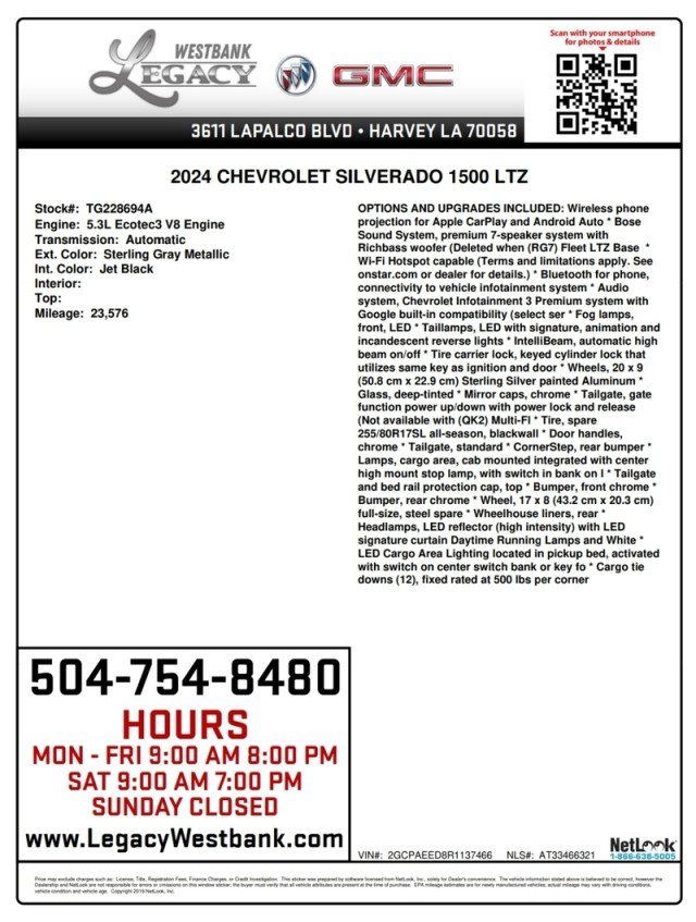 Used 2024 Chevrolet Silverado 1500 LTZ w/ LTZ Convenience Package II RWD image 28