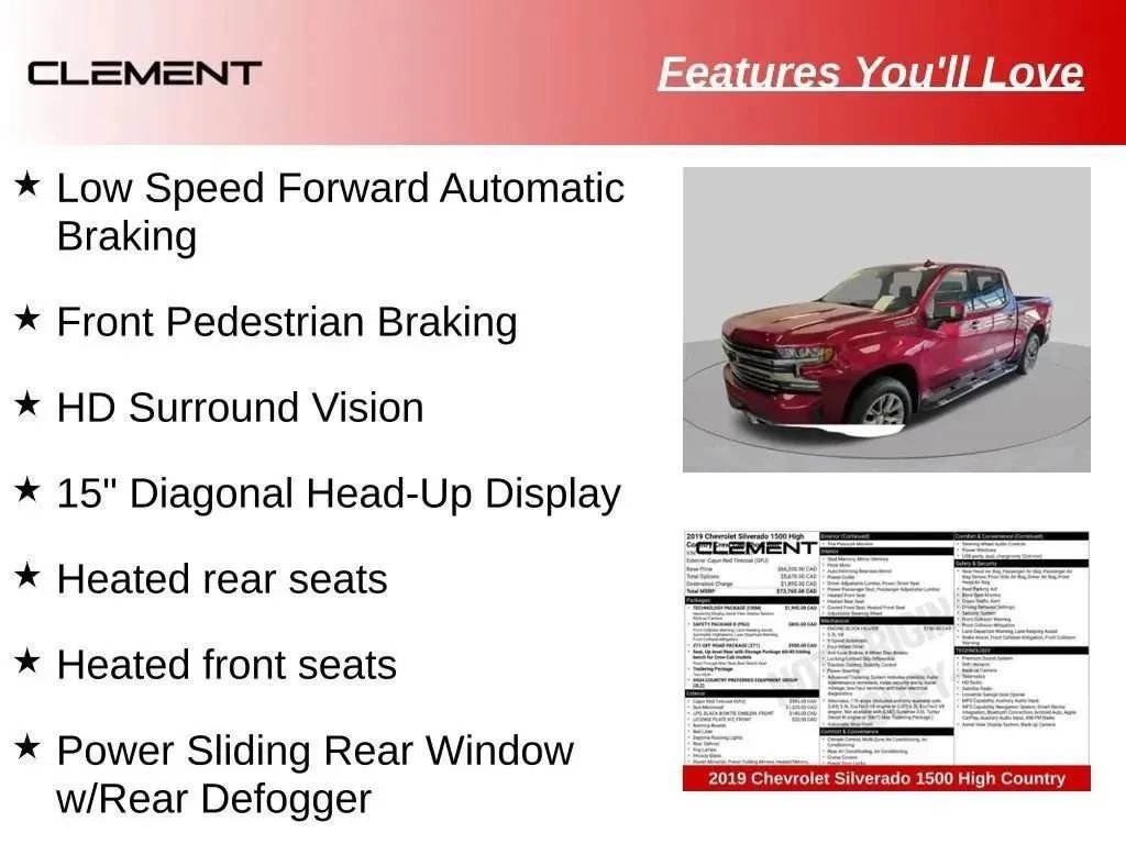 Used 2019 Chevrolet Silverado 1500 High Country w/ Technology Package AWD/4WD image 83