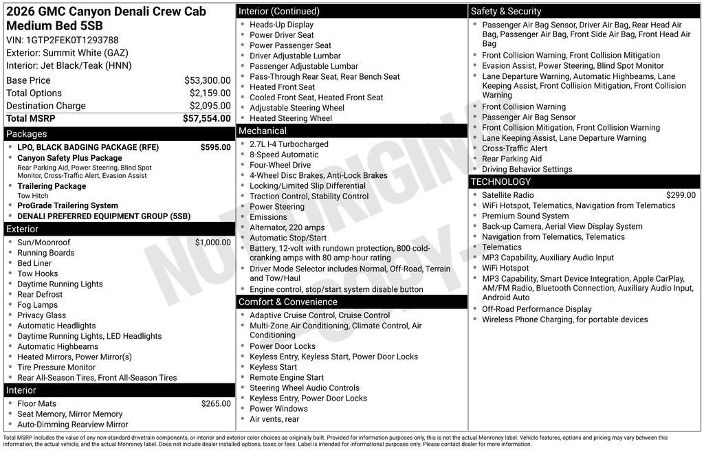 New 2026 GMC Canyon Denali w/ LPO, Black Badging Package AWD/4WD image 1