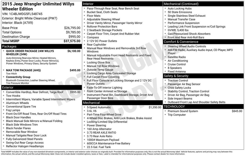 Used 2015 Jeep Wrangler Unlimited Willys image 39