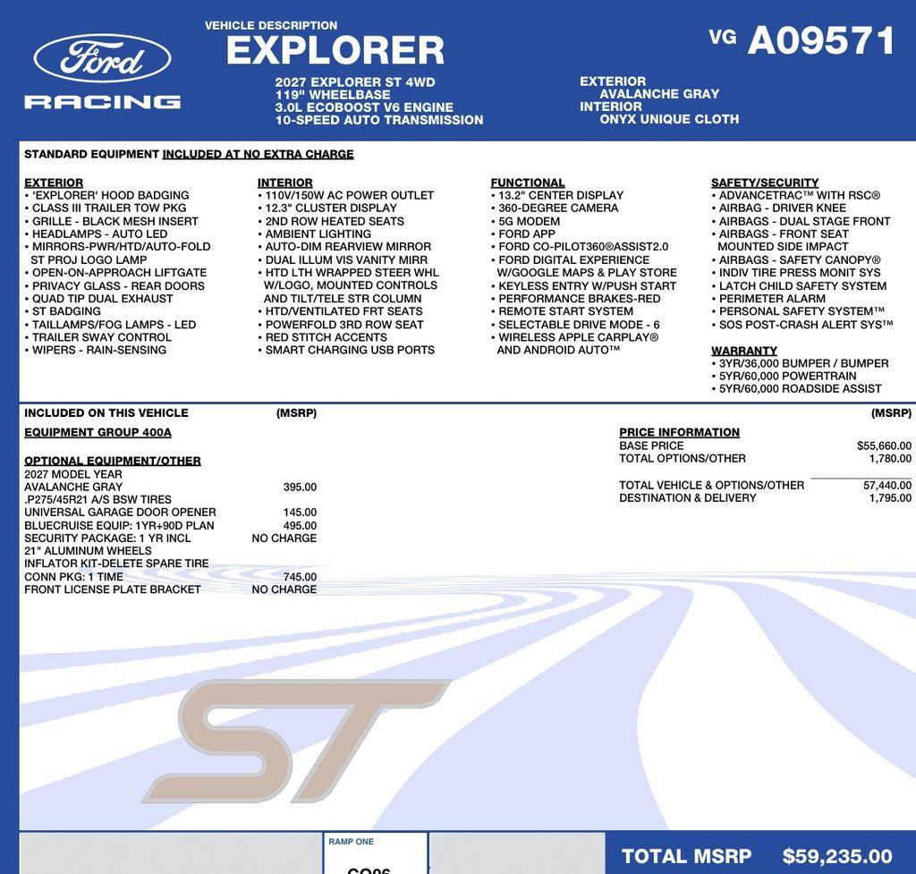 New 2027 Ford Explorer ST AWD/4WD image 2