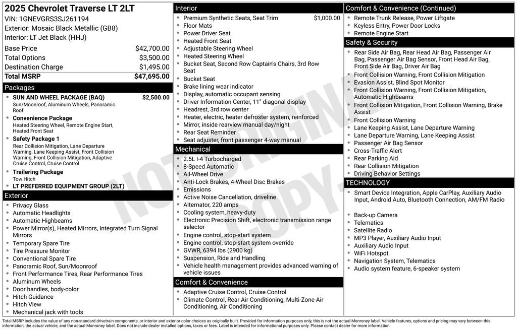 Used 2025 Chevrolet Traverse LT w/ Sun and Wheel Package AWD/4WD image 2