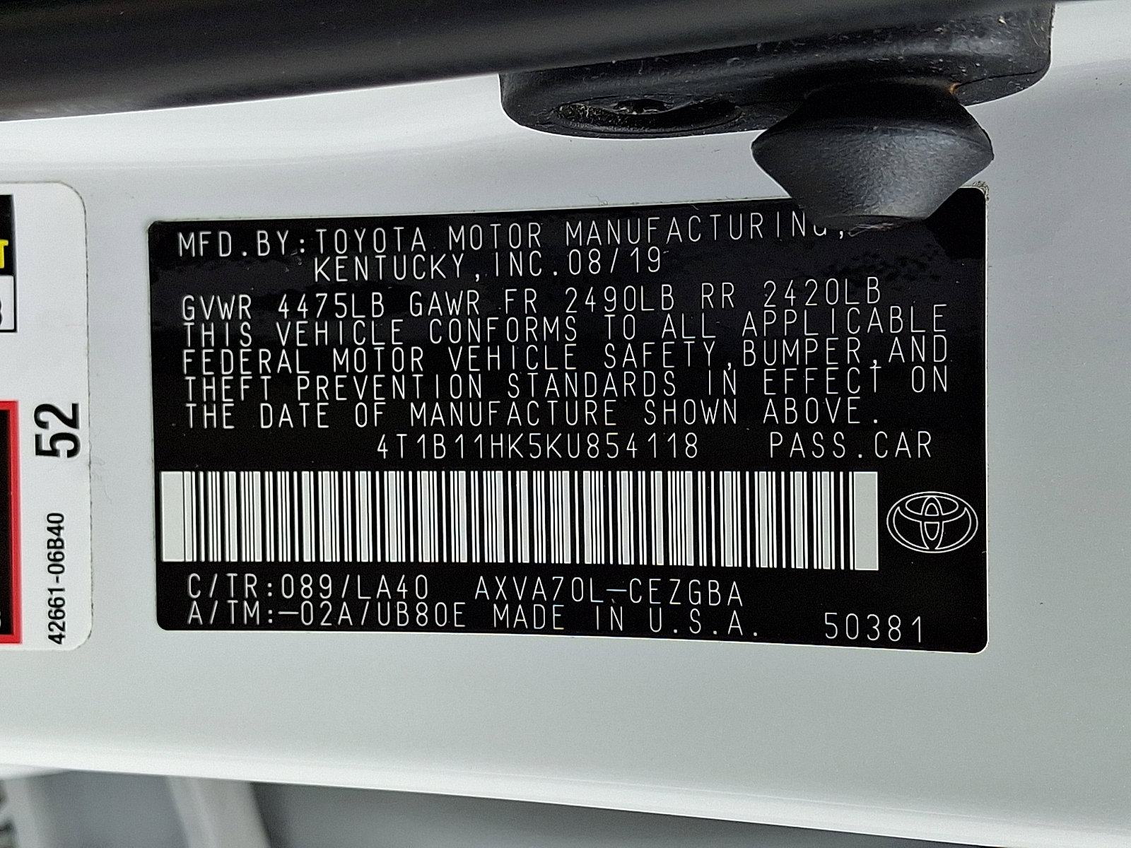 Used 2019 Toyota Camry XLE w/ Driver Assist Package FWD image 26