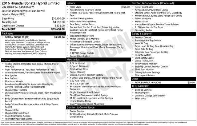 Used 2016 Hyundai Sonata Limited w/ Option Group 02 image 25