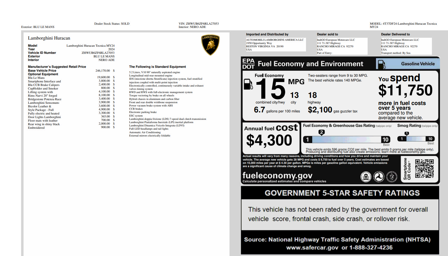 Used 2024 Lamborghini Huracan Tecnica RWD image 33