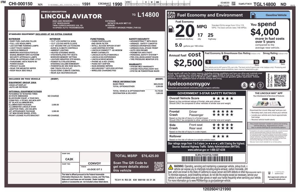 New 2026 Lincoln Aviator Reserve w/ Jet Appearance Package AWD/4WD image 4