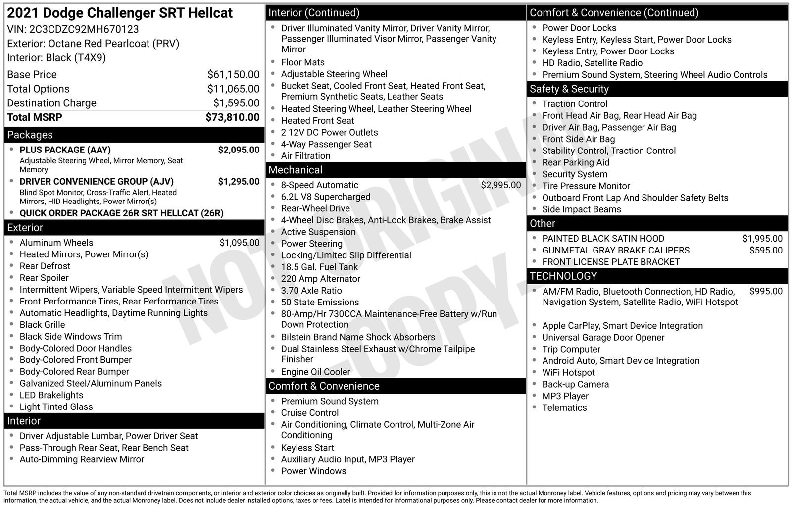 Used 2021 Dodge Challenger SRT Hellcat w/ Plus Package image 47