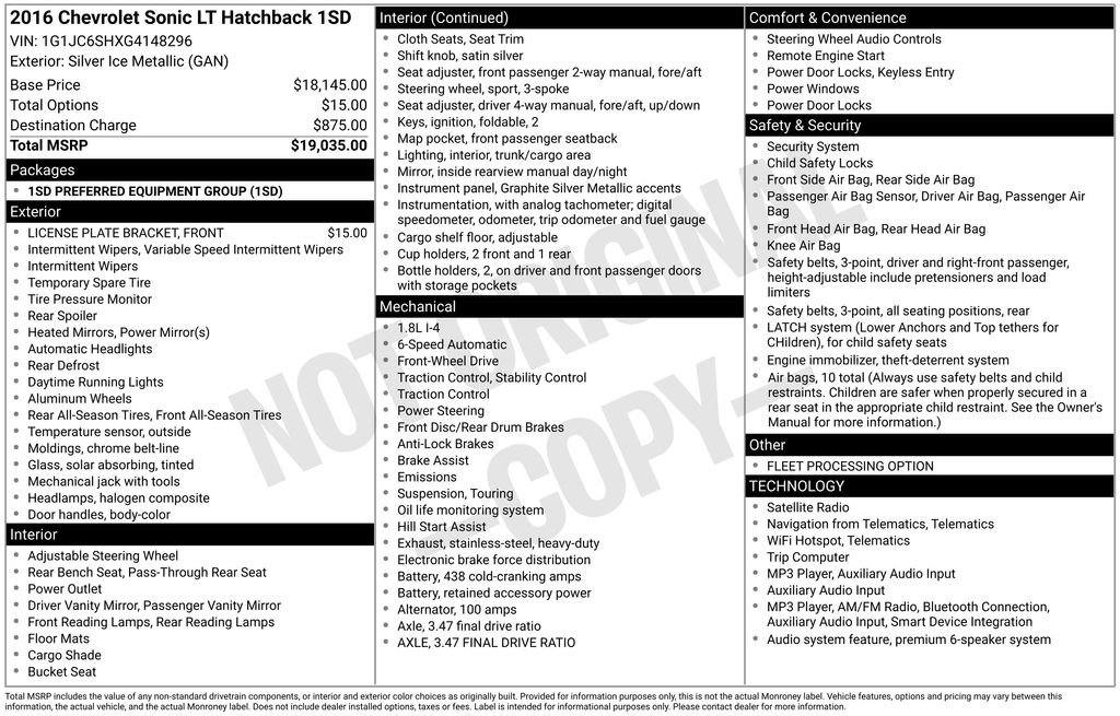 Certified 2016 Chevrolet Sonic LT FWD image 6