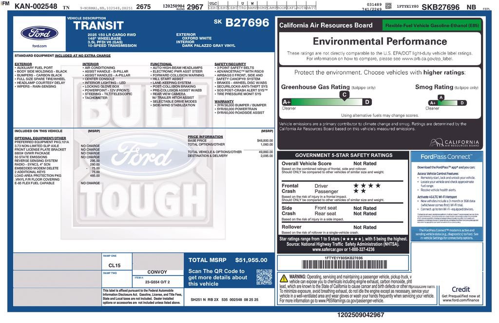 New 2025 Ford Transit 150 Low Roof w/ Load Area Protection Package image 46