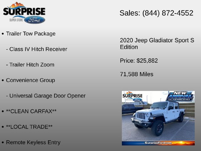 Used 2020 Jeep Gladiator Sport w/ Quick Order Package 24S AWD/4WD image 16
