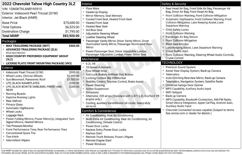 Certified 2022 Chevrolet Tahoe High Country w/ Max Trailering Package AWD/4WD image 11