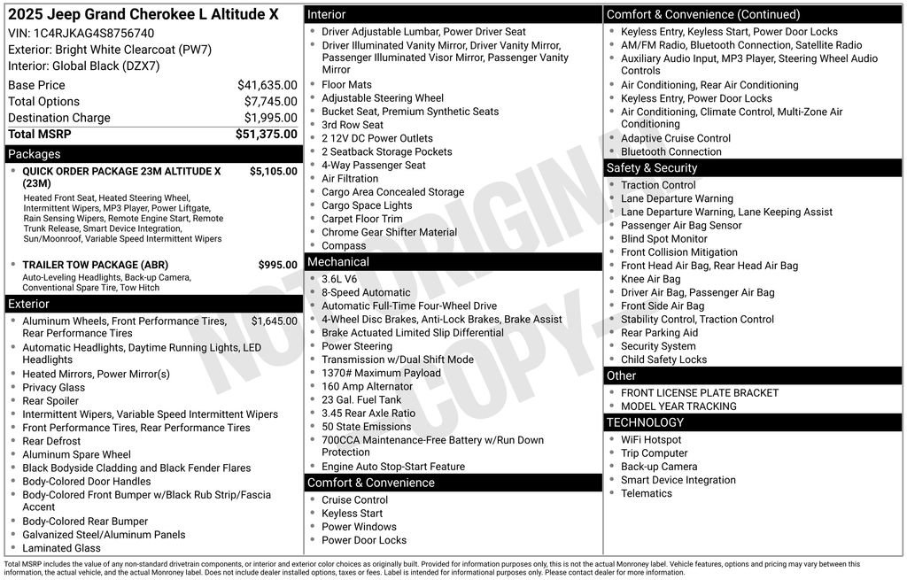 New 2025 Jeep Grand Cherokee L Altitude AWD/4WD image 5