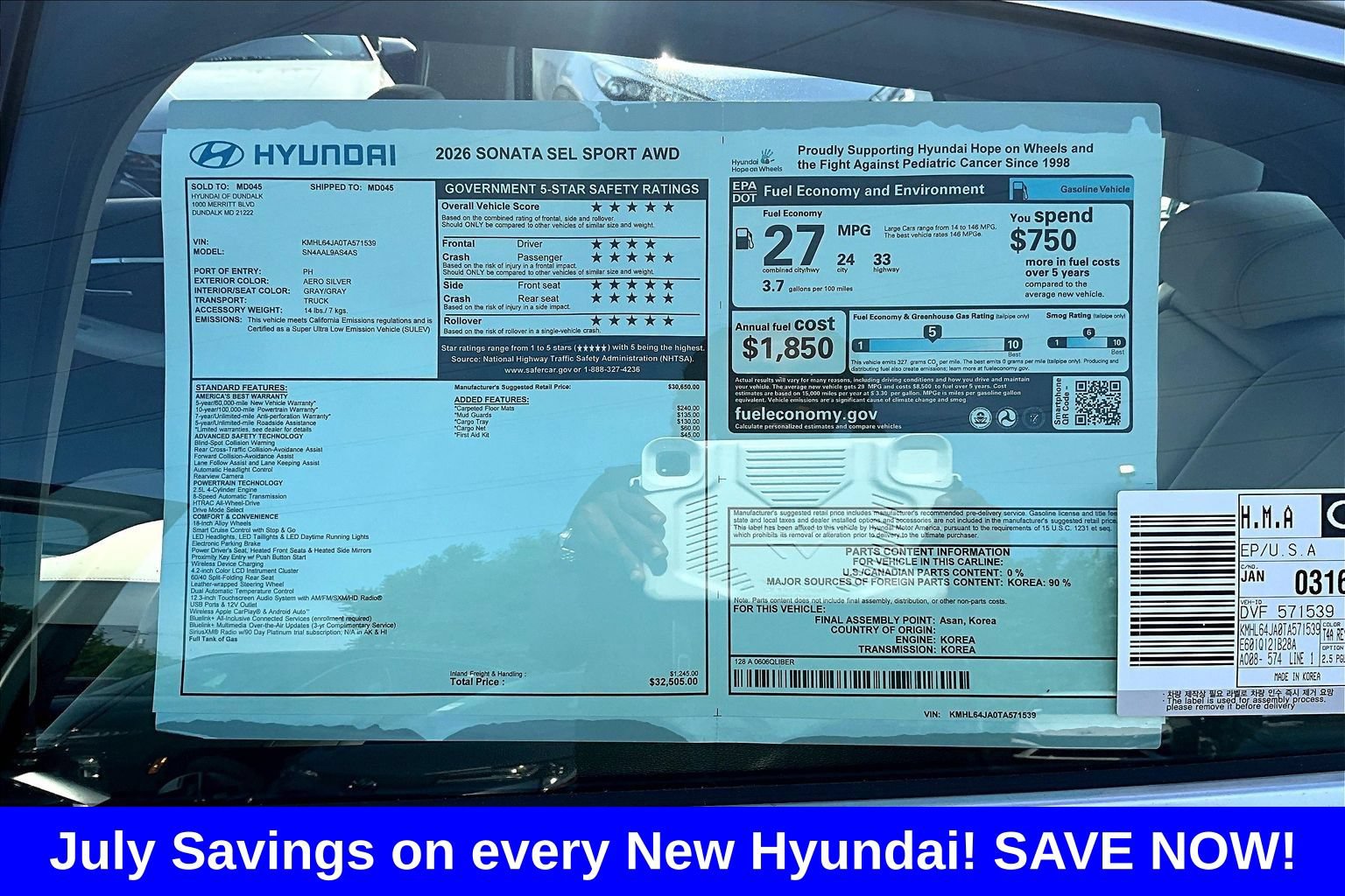New 2026 Hyundai Sonata SEL AWD/4WD image 18