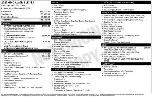 Certified 2023 GMC Acadia SLE w/ Driver Convenience Package AWD/4WD image 6