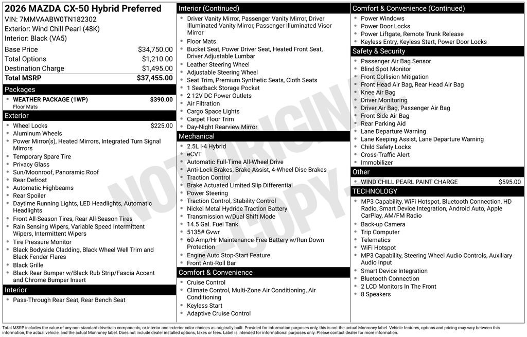 New 2026 MAZDA CX-50 2.5 Hybrid w/ Weather Package AWD/4WD image 6