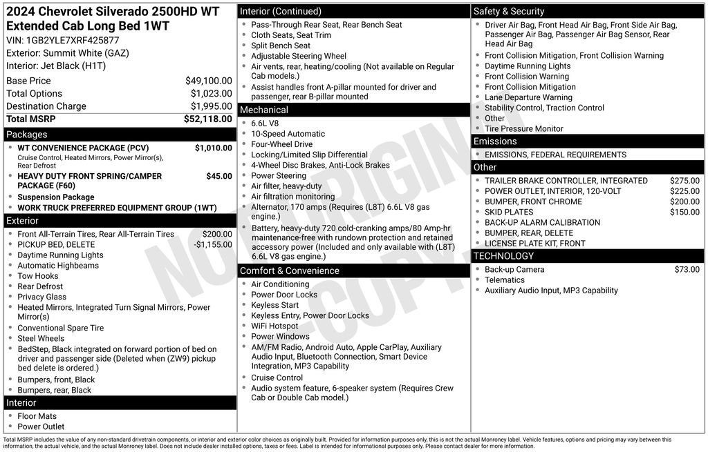 New 2024 Chevrolet Silverado 2500 W/T w/ WT Convenience Package image 2