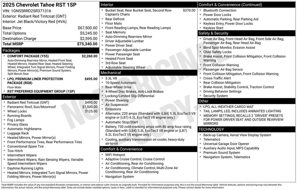 Used 2025 Chevrolet Tahoe RST w/ Comfort Package RWD image 43