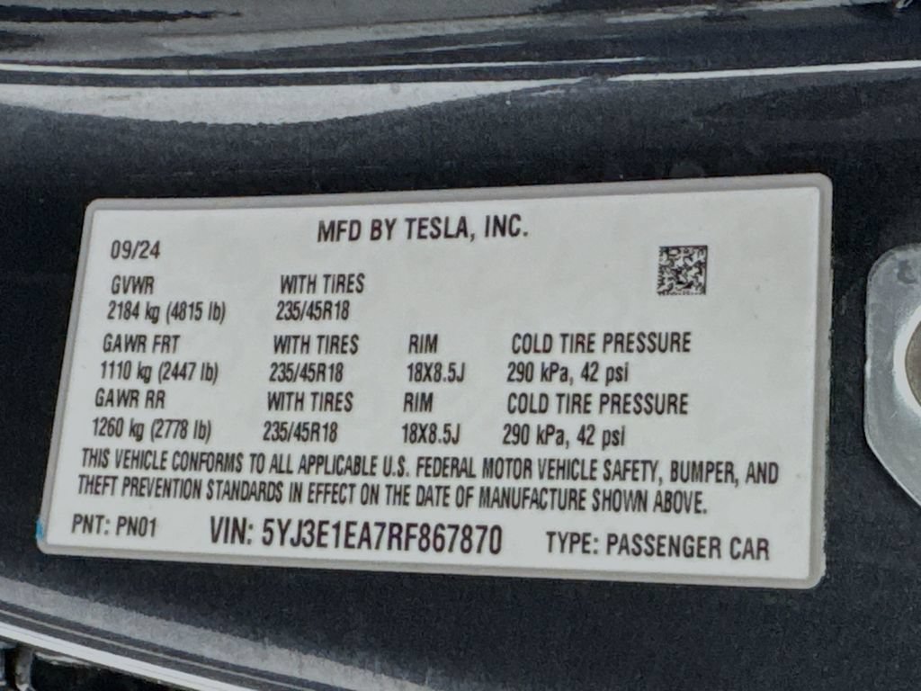 Used 2024 Tesla Model 3 Standard Range RWD image 49