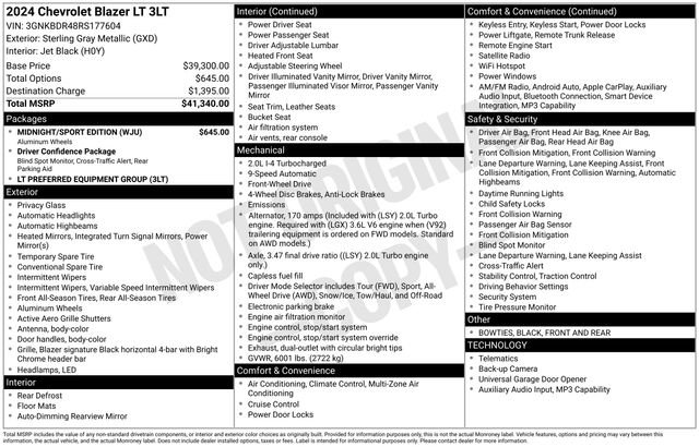 Used 2024 Chevrolet Blazer LT w/ Midnight/Sport Edition FWD image 3