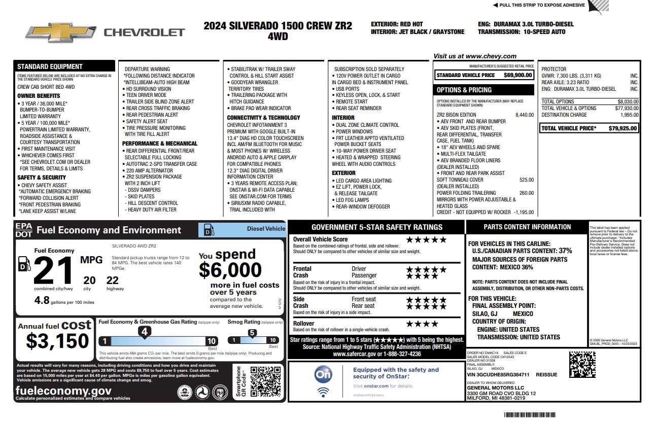 Certified 2024 Chevrolet Silverado 1500 ZR2 w/ ZR2 Bison Edition
