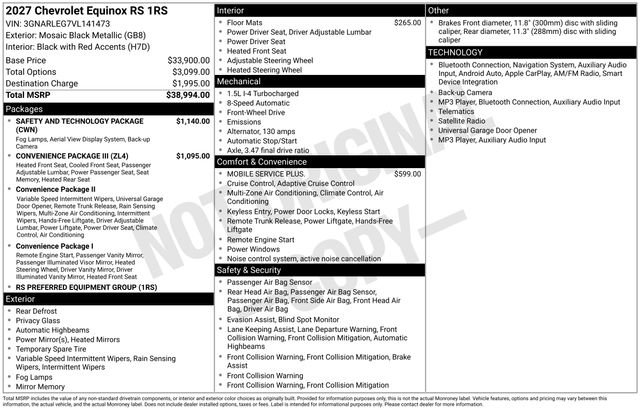 New 2027 Chevrolet Equinox RS w/ Safety and Technology Package FWD image 4