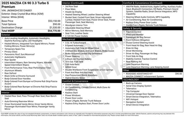 Certified 2025 MAZDA CX-90 3.3 Turbo S w/ Premium Package image 8