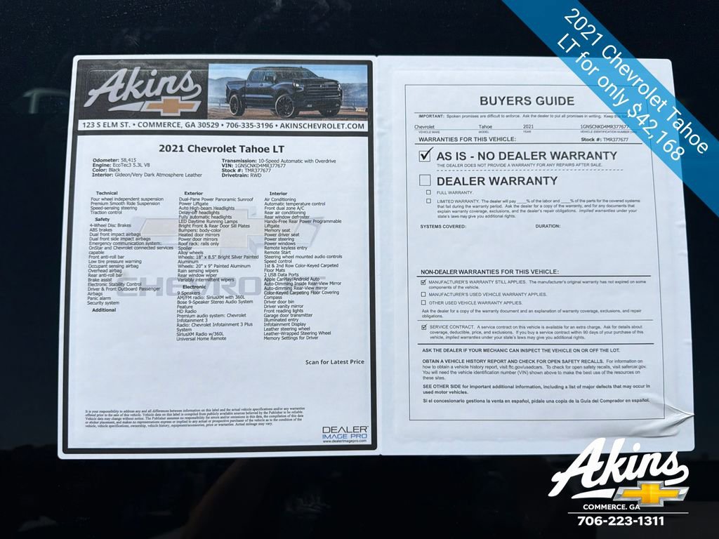 Certified 2021 Chevrolet Tahoe LT RWD image 13