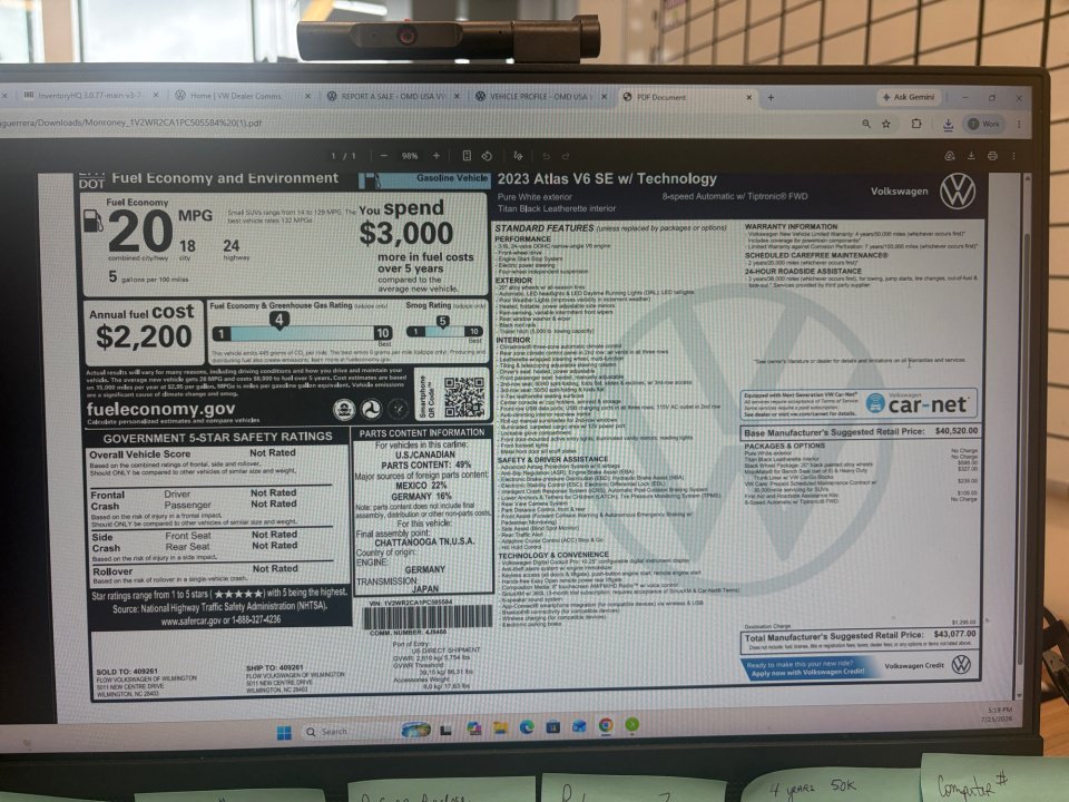 Certified 2023 Volkswagen Atlas SE w/ Black Wheel Package FWD image 34