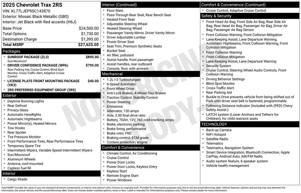 Used 2025 Chevrolet Trax RS w/ Sunroof Package FWD image 34