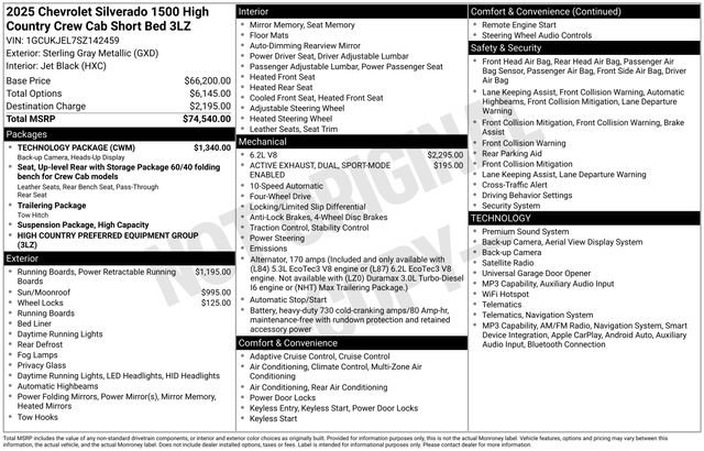 Used 2025 Chevrolet Silverado 1500 High Country w/ Technology Package AWD/4WD image 14