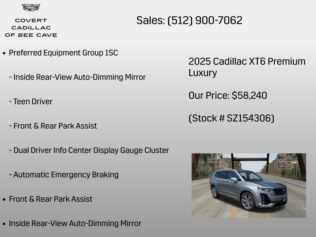 New 2025 Cadillac XT6 Premium Luxury w/ LPO, Floor Liner Package FWD image 6
