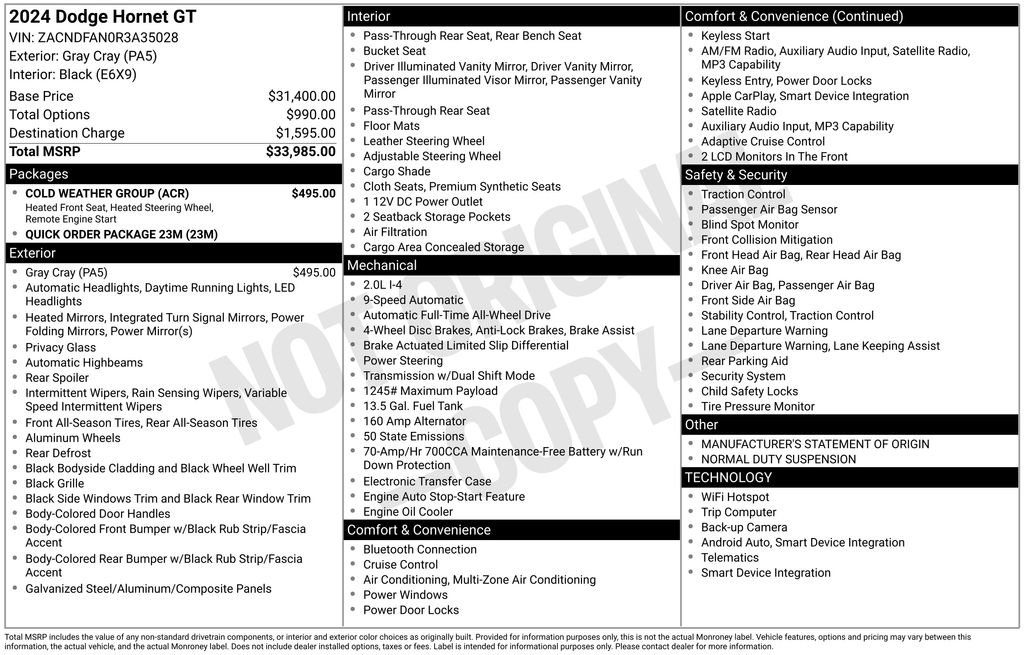 Used 2024 Dodge Hornet GT w/ Cold Weather Group image 2