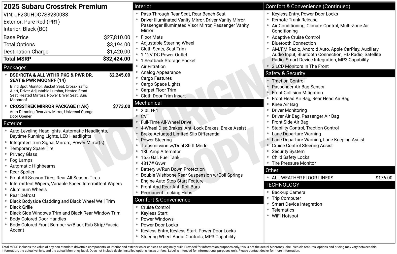 Certified 2025 Subaru Crosstrek 2.0i Premium image 33