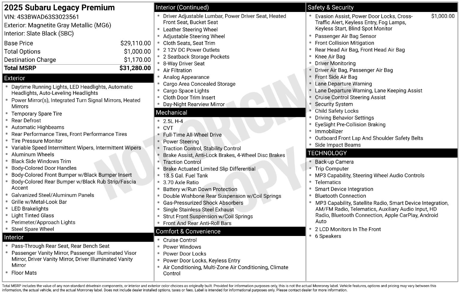 Certified 2025 Subaru Legacy Premium AWD/4WD image 35