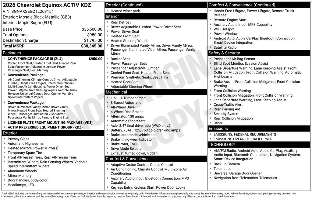 New 2026 Chevrolet Equinox ACTIV w/ Convenience Package III image 28