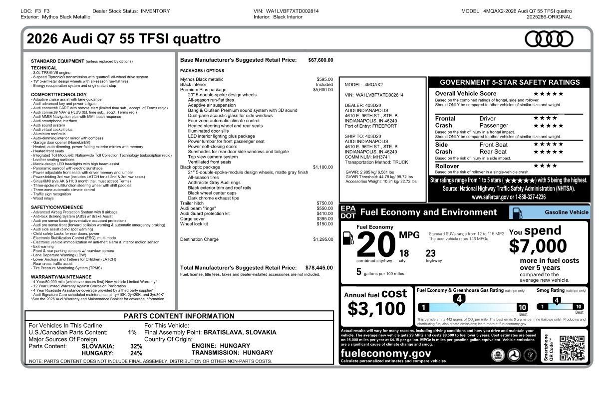 New 2026 Audi Q7 3.0T Premium Plus AWD/4WD image 5