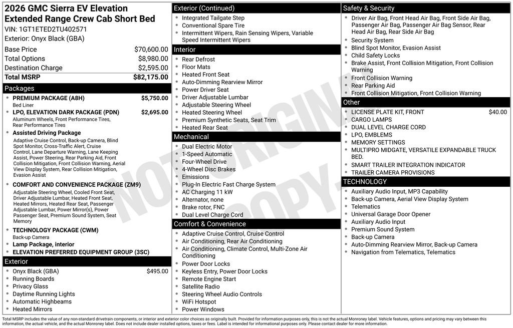 New 2026 GMC Sierra EV Elevation w/ Premium Package AWD/4WD image 44