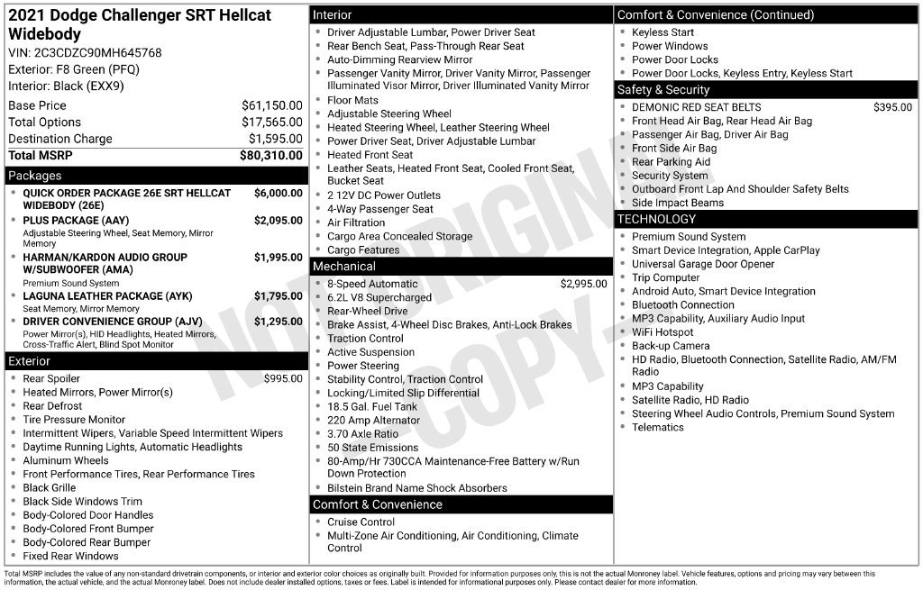 Used 2021 Dodge Challenger SRT Hellcat RWD image 2