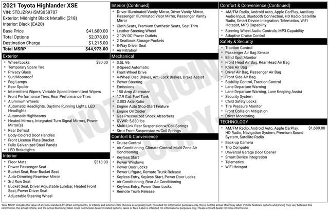 Used 2021 Toyota Highlander XSE image 40