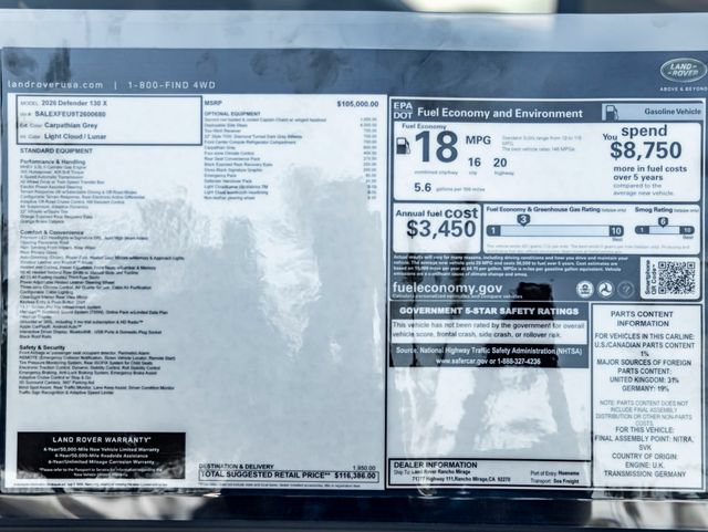 New 2026 Land Rover Defender 130 X AWD/4WD image 45