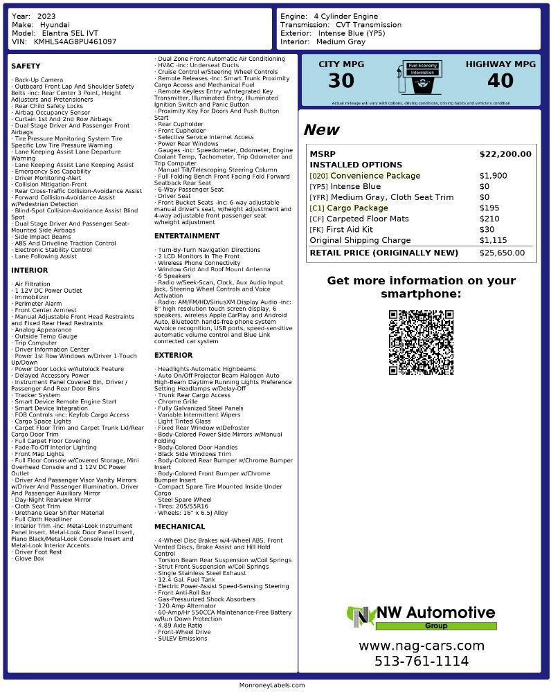Used 2023 Hyundai Elantra SEL w/ Convenience Package FWD image 2